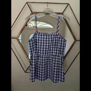 Love on a Hanger Blue Gingham Smocked Top, size L